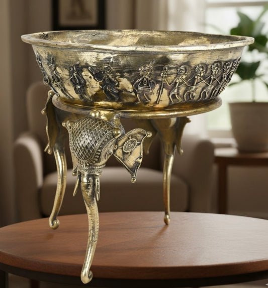 Elephant Design Urli With Stand