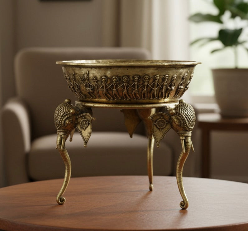 Elephant Design Urli With Stand